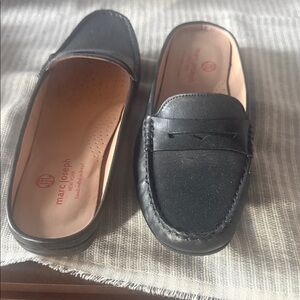 Marc Joseph Black Leather Slip-On Penny Loafer Mule